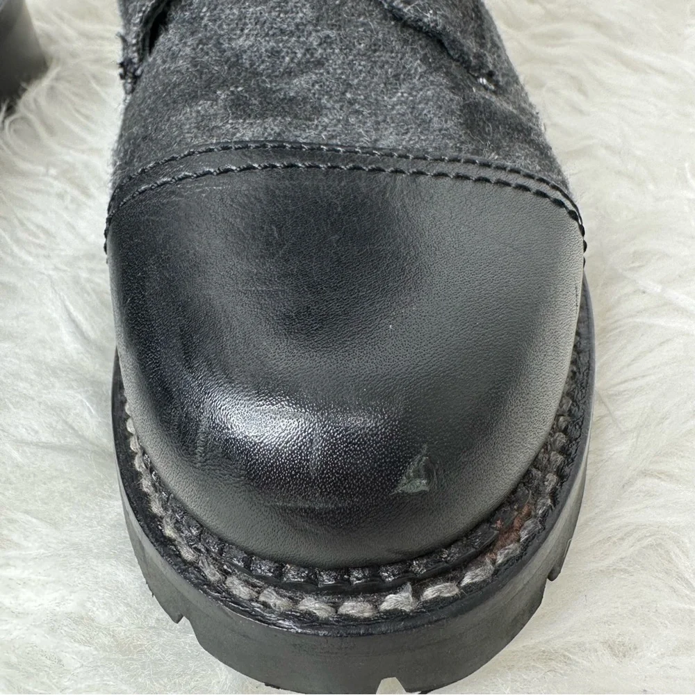 Frye Women’s Samantha Black Leather Canvas Shearling Combat Hiking Boots Size 8 - Picture 15 of 15